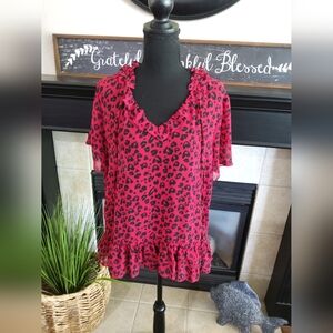 Umgee Ladies Sheer Ruffled Top